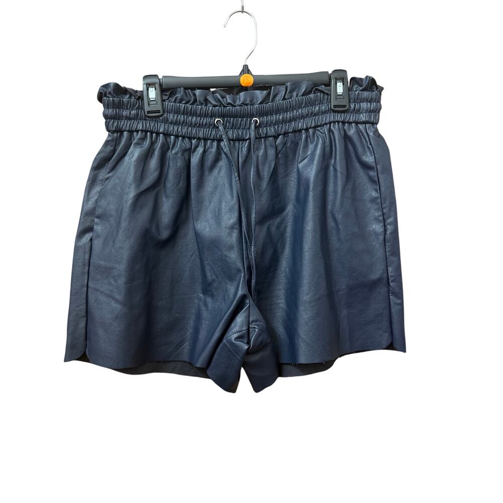 Zenana Navy Faux Leather Shorts Size XL Casual Pockets